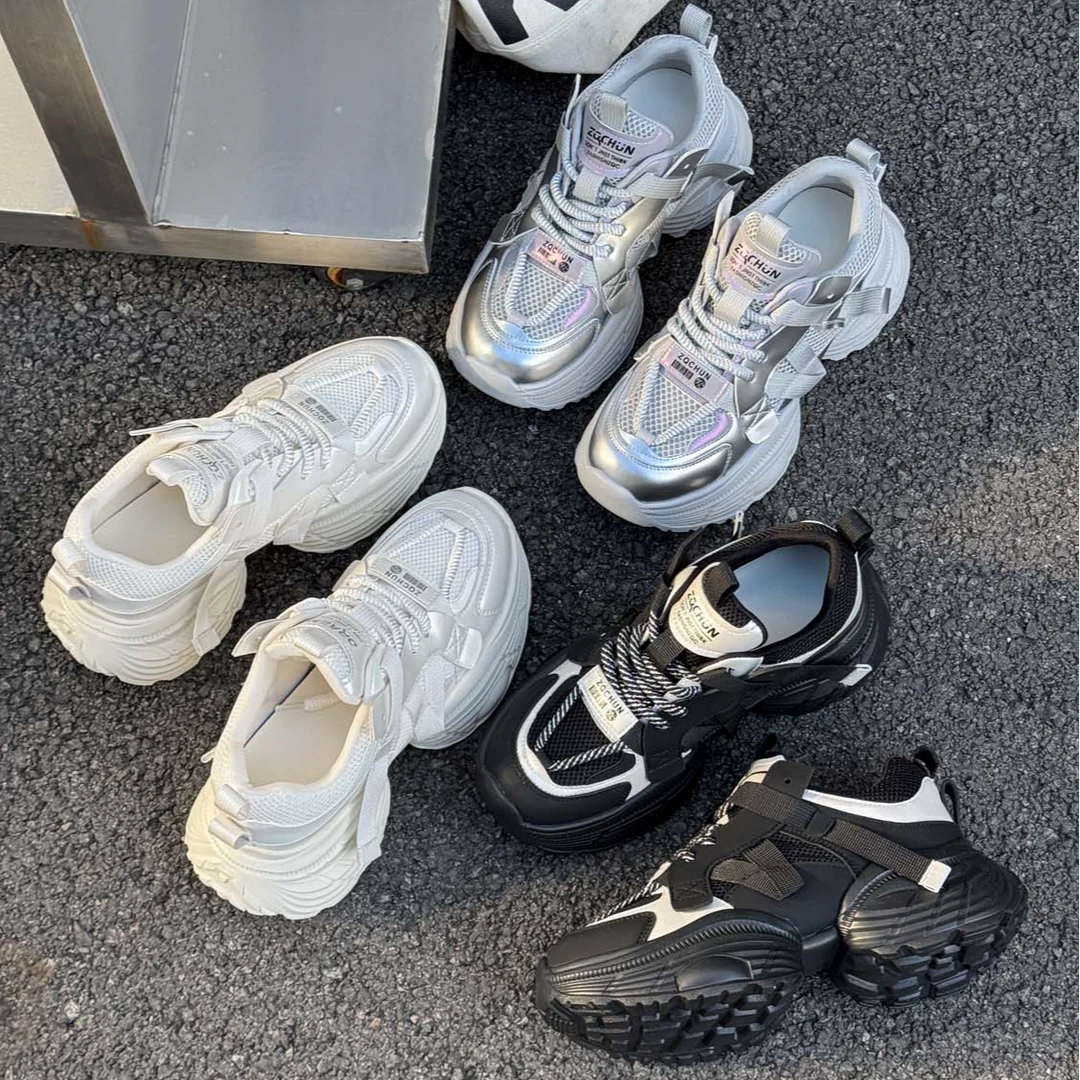 高档韩版网红百搭网面透气复古厚底潮流网红休闲德训老爹阿甘鞋