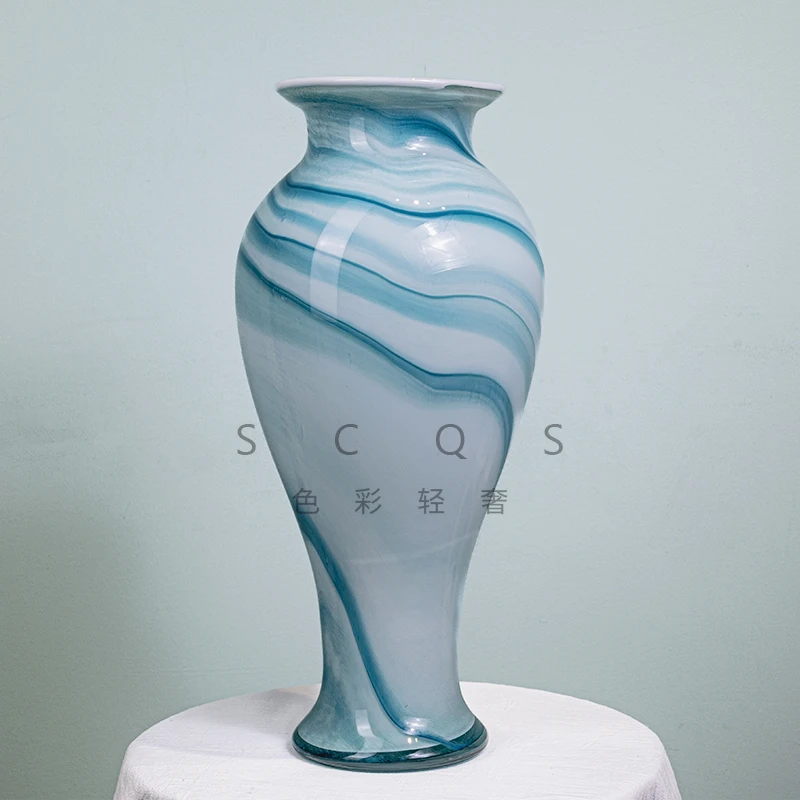 [色彩]现代时尚手工琉璃花瓶高级感艺术桌面插花花卉花器H465
