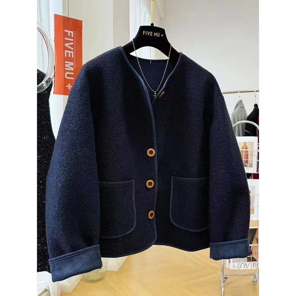 羊羔绒皮毛一体外套女秋冬新款韩版时尚百搭宽松圆领高级感上衣潮