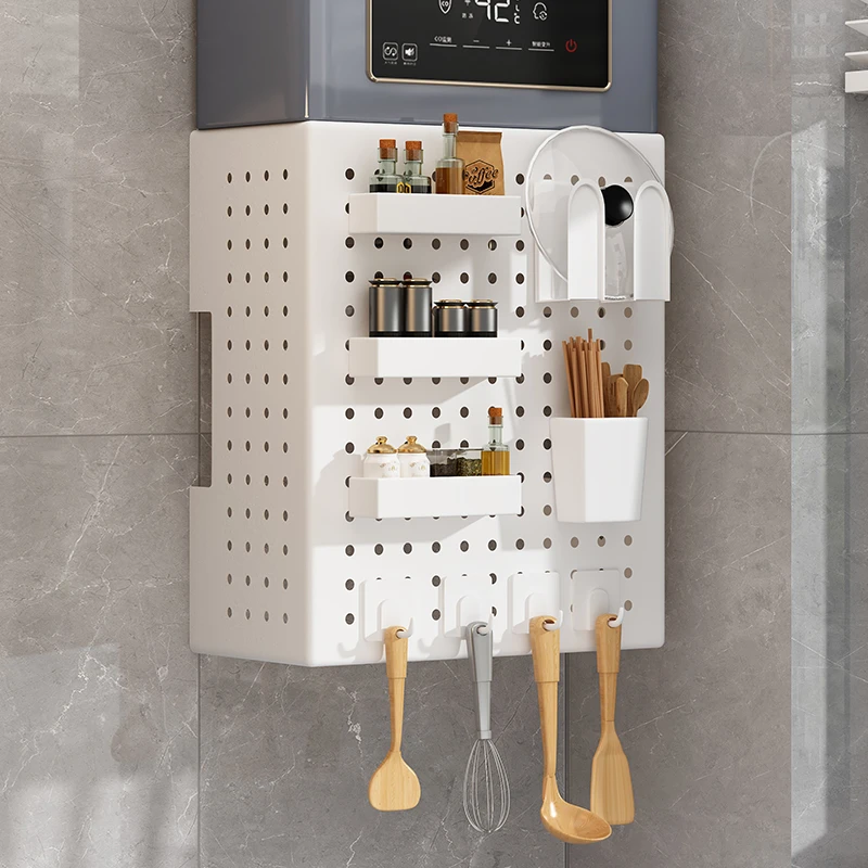 热水器遮壁免打孔置物架洞洞板遮挡燃气管挂炉遮挡罩厨房壁挂遮丑