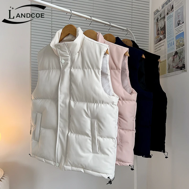 LANDCOE【爆款】男女同款加厚保暖马甲秋冬季纯色时尚简约立领背心