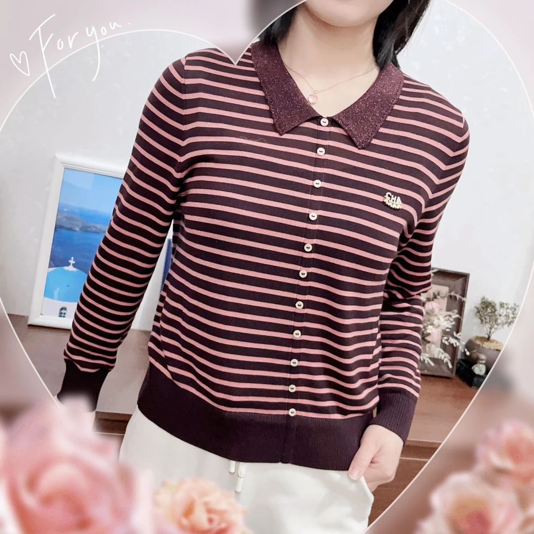 莱赛尔纤维（天丝）时尚宽松通勤显瘦洋气休闲气质女士长袖针织衫