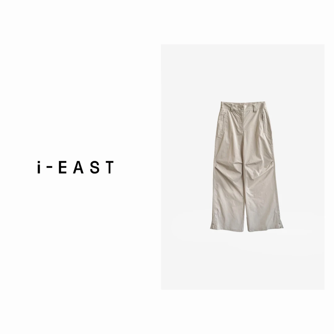 i-EAST 优越裤型~潮酷设计感褶皱休闲裤-4C K32432
