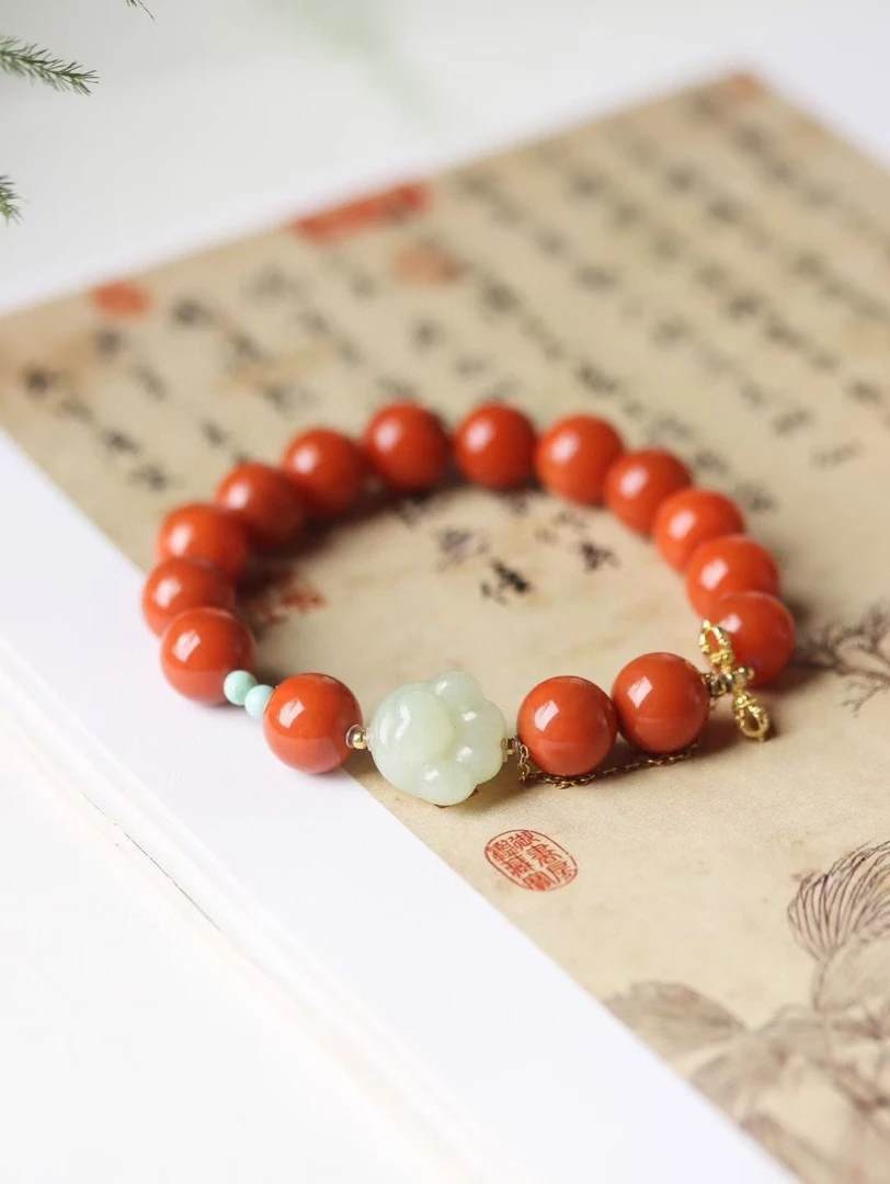 南红玛瑙瓦西料10mm女士手串搭猫爪女款轻奢时尚百搭