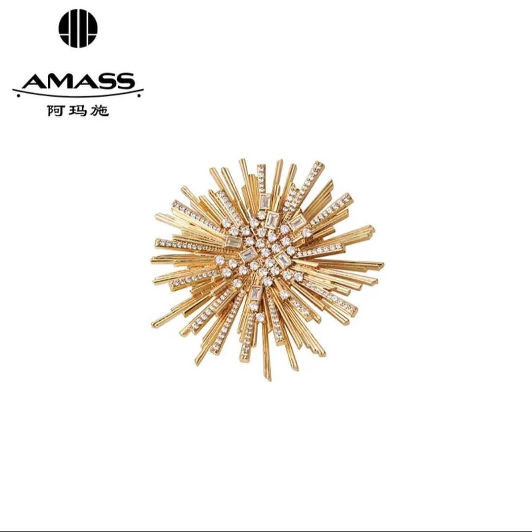 铜合金锆石胸针 阿玛施铜合金锆石胸针 复古质感雪花胸针5900555