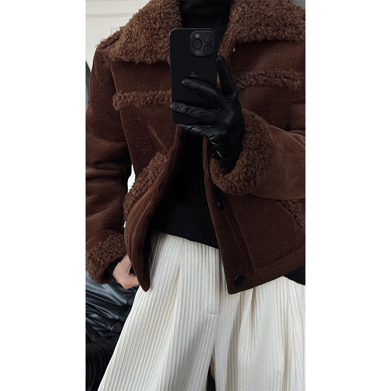 龙叨叨秋冬新款潮流美式高级感拼接毛领保暖百搭夹克外套