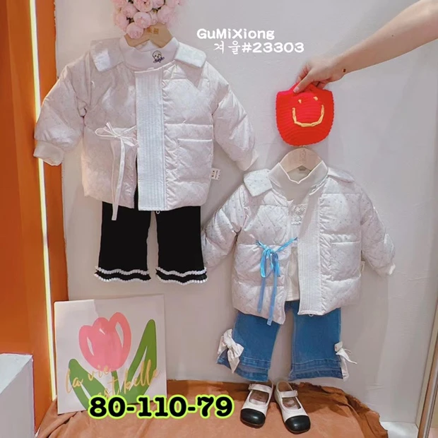 点点系带羽绒外套23303