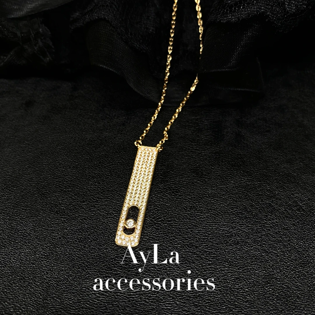 坠链均925银仿水晶 【艾拉饰品】梅西时尚满钻手链项链AL747/AL775