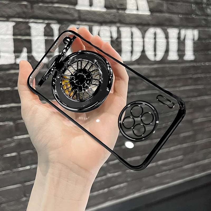 适用华为mate30epro手机电镀无边框陀螺支架轻薄透明防摔手机壳