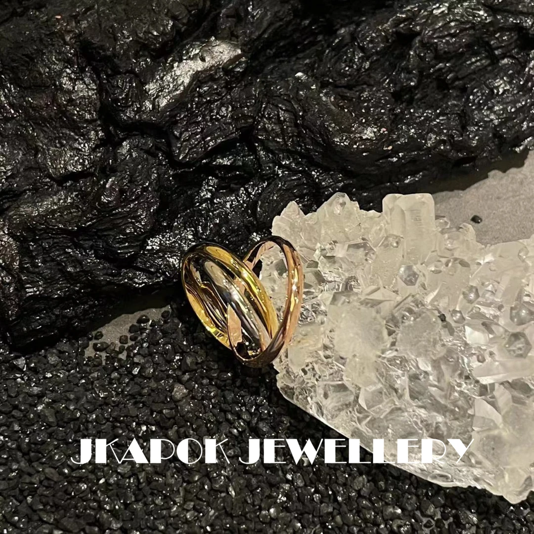 925银戒指  拼色三环戒指 s92 JRS001