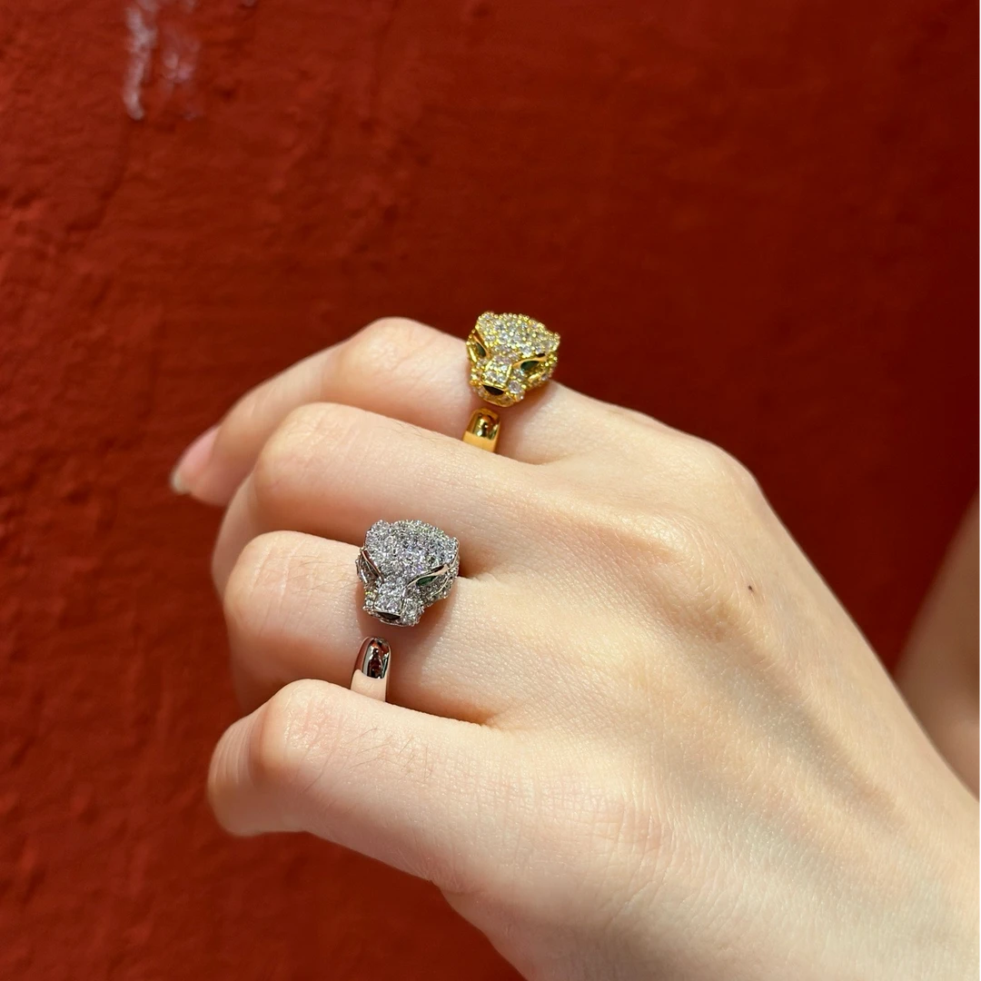 925银合成锆石戒指 豹子镶嵌戒指  JR1054