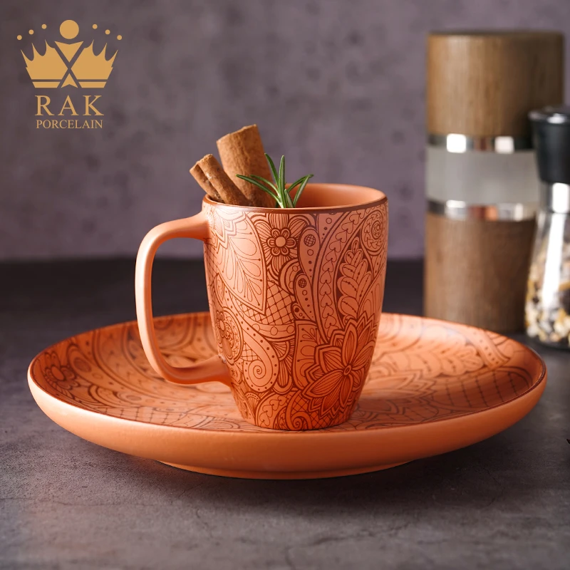 RAK阿联酋进口陶趣陶瓷马克杯咖啡早餐杯微波炉烤箱可用小众设计