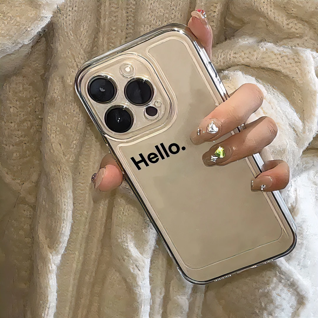ins简约hello太空壳苹果14promax透明iphone13手机壳15全包12软11