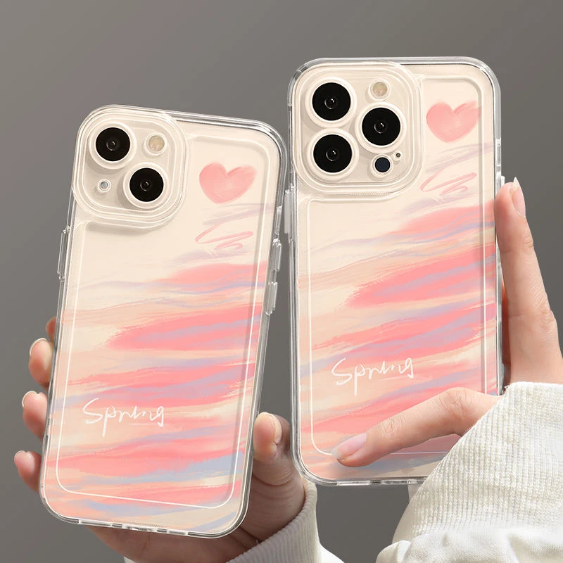 层次感彩色女生苹果15pro透明iphone14手机壳12promax全包太空ins