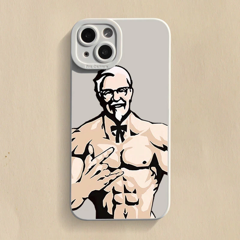 创意肯德基老头苹果14pro手机壳个性iphone13新款防摔软壳瞳眼ins