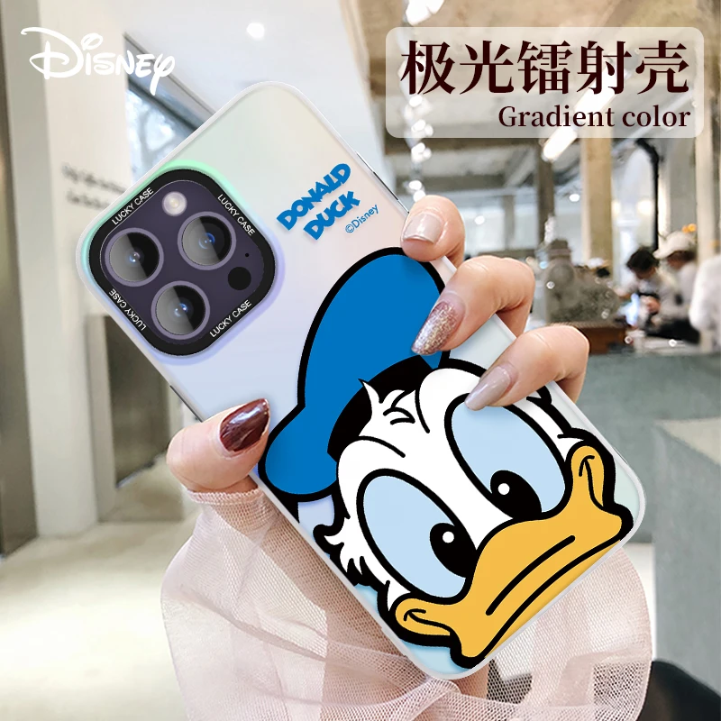 迪士尼【苹果/华为/OPPO/VIVO】新款手机壳卡通高级i渐变镭射唐老鸭