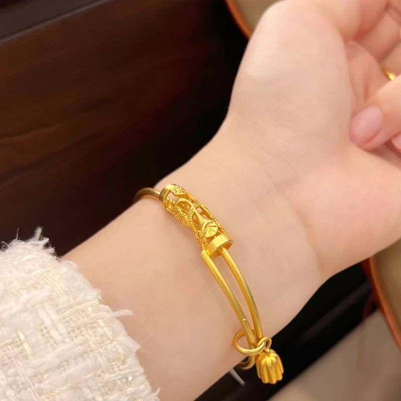 合金手镯 【鲤鱼莲蓬手镯】推拉手镯轻奢国风