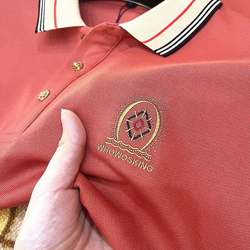 秋冬季男士长袖POLO衫翻领宽松T恤棉质刺绣轻奢男装上衣打底衫潮