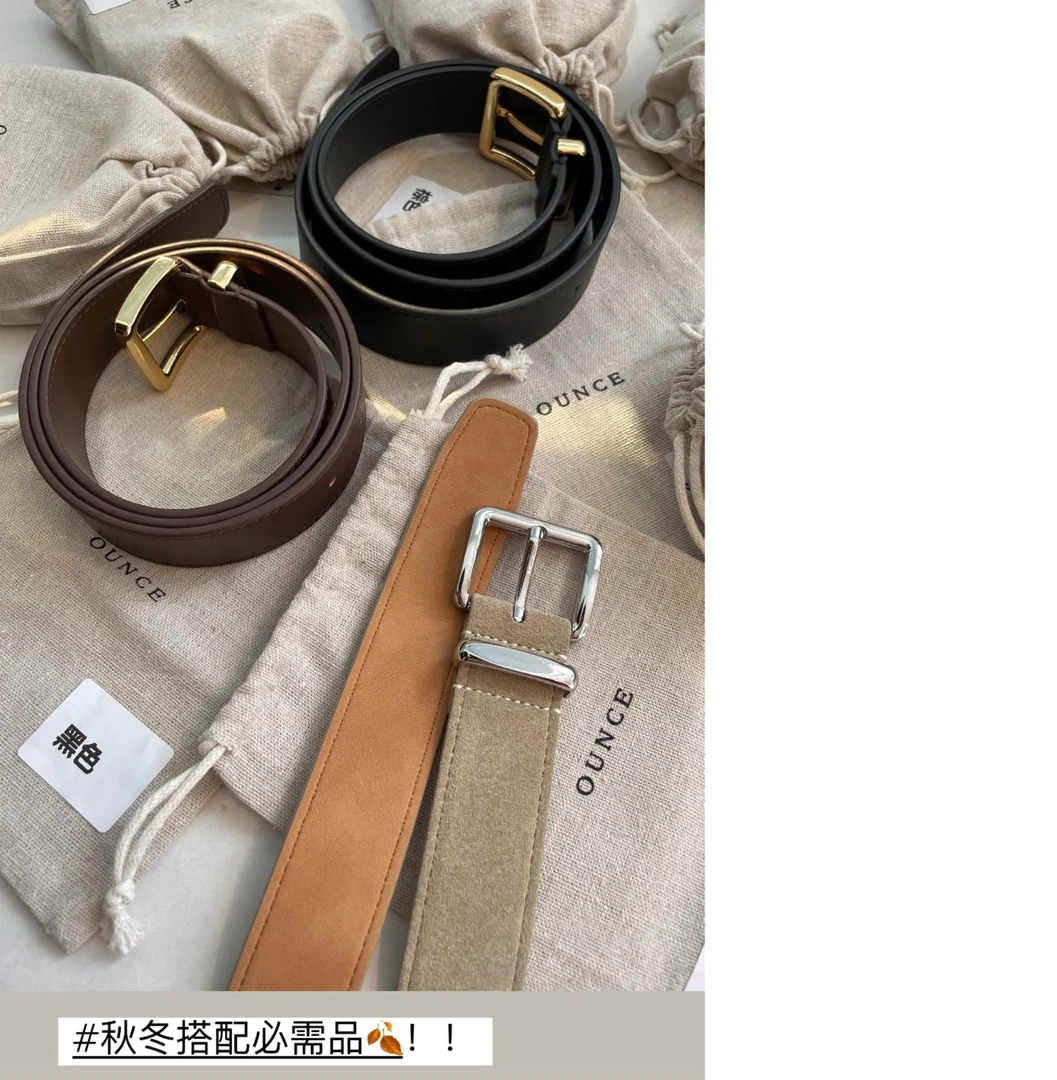 【搭配神器】韩代oun*原！三色复古金属扣皮带～