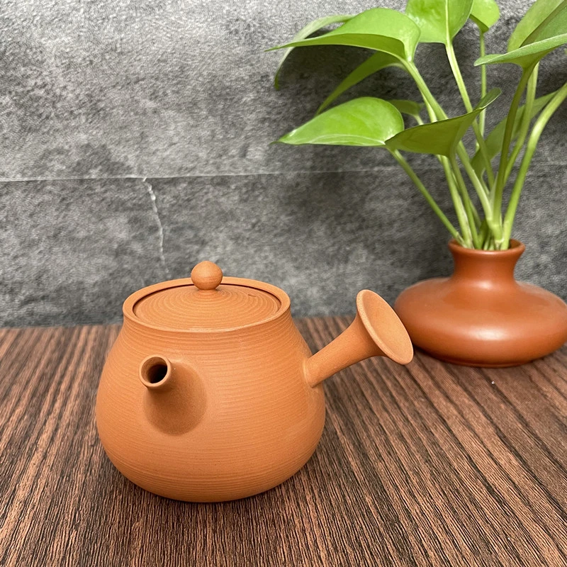 鸡蛋黄急须壶侧把茶壶纯手工手拉工夫茶具超薄胎约110CC60CC