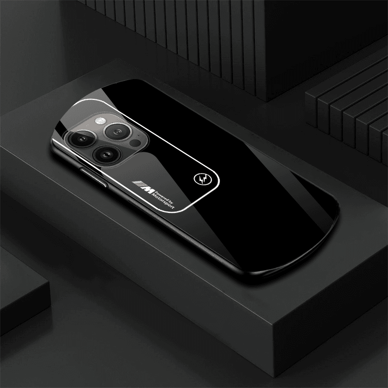 适用【苹果13ProMax】新款弧形玻璃渐变宝马简约软边商务手机壳