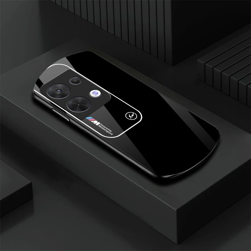 适用于【OPPO Reno8】新款弧形玻璃渐变宝马简约软边商务手机壳