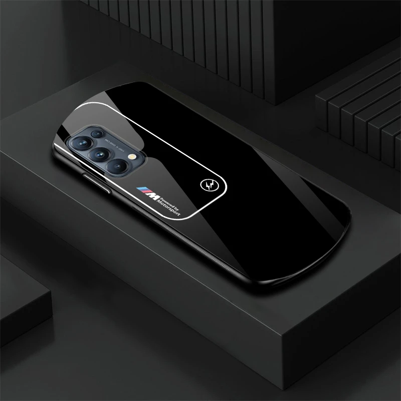 适用于【OPPO Reno5Pro】新款弧形玻璃渐变宝马简约商务手机壳