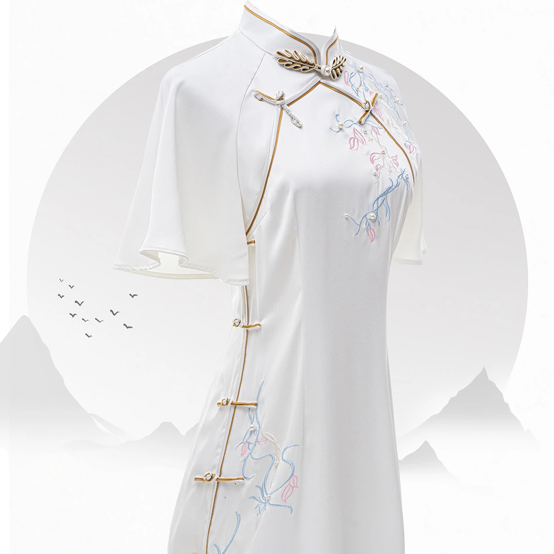 998白色司藤同款改良旗袍新中式连衣裙高档少女中国风春夏小个子