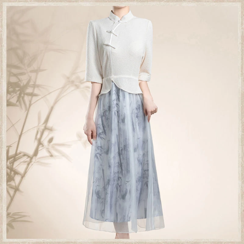 0201米色新中式中国风改良旗袍女款高端日常小个子连衣裙P233