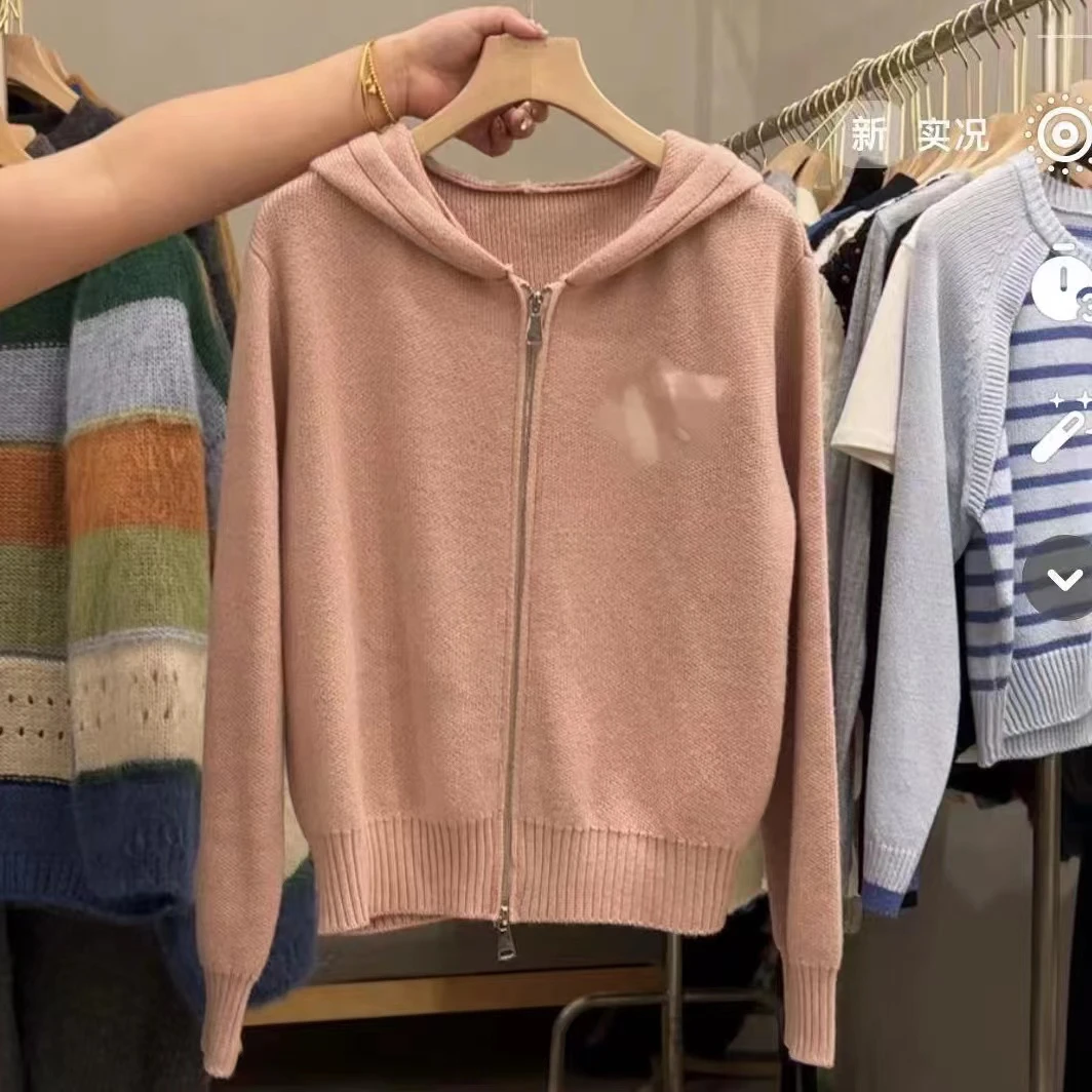 K1588 基础款连帽针织开衫长袖毛衣外套