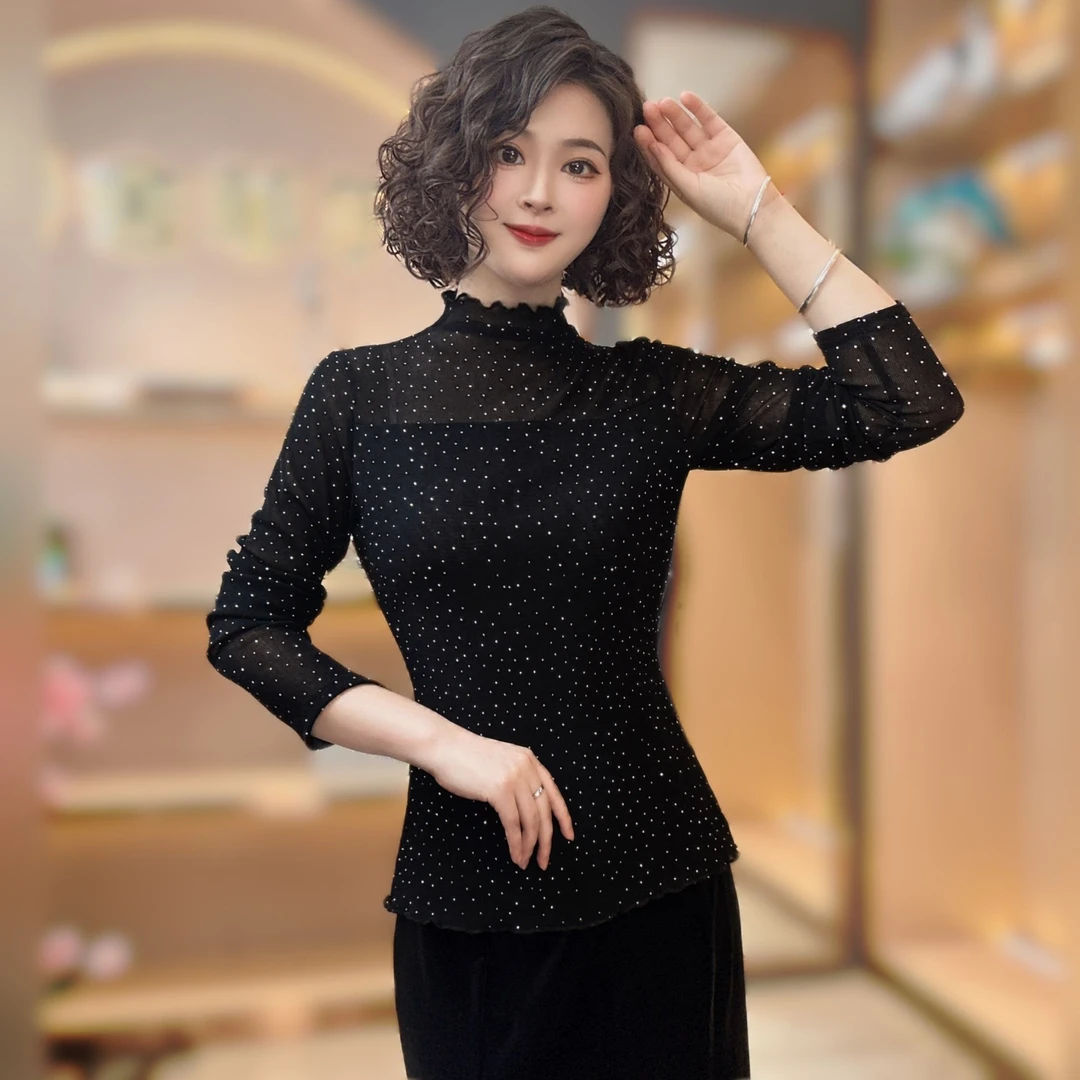 香舍菲尔原创半高领时尚高级感洋气中年妈妈打底上衣-85832