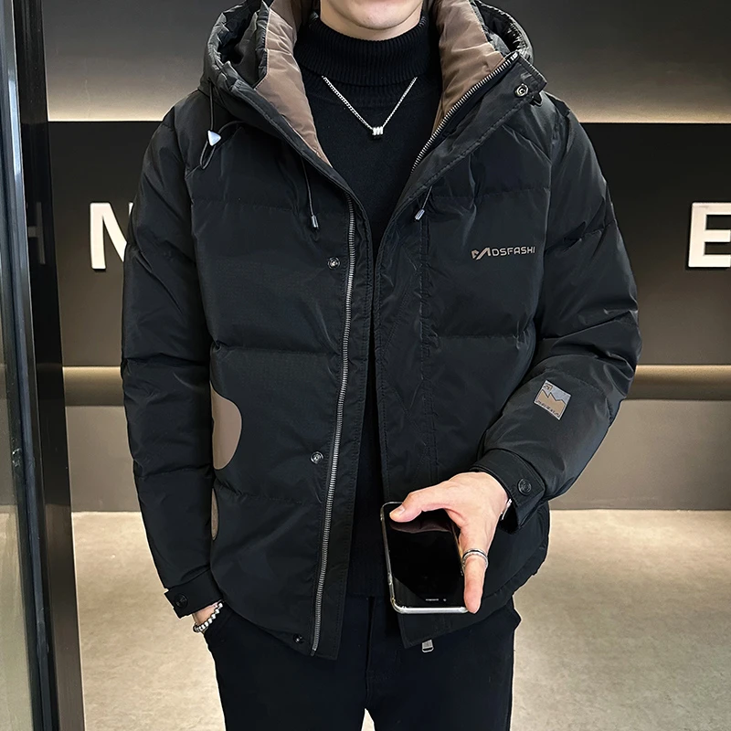 高端男士秋冬款潮牌男款羽绒服潮牌连帽保暖外套加厚百搭短款男装