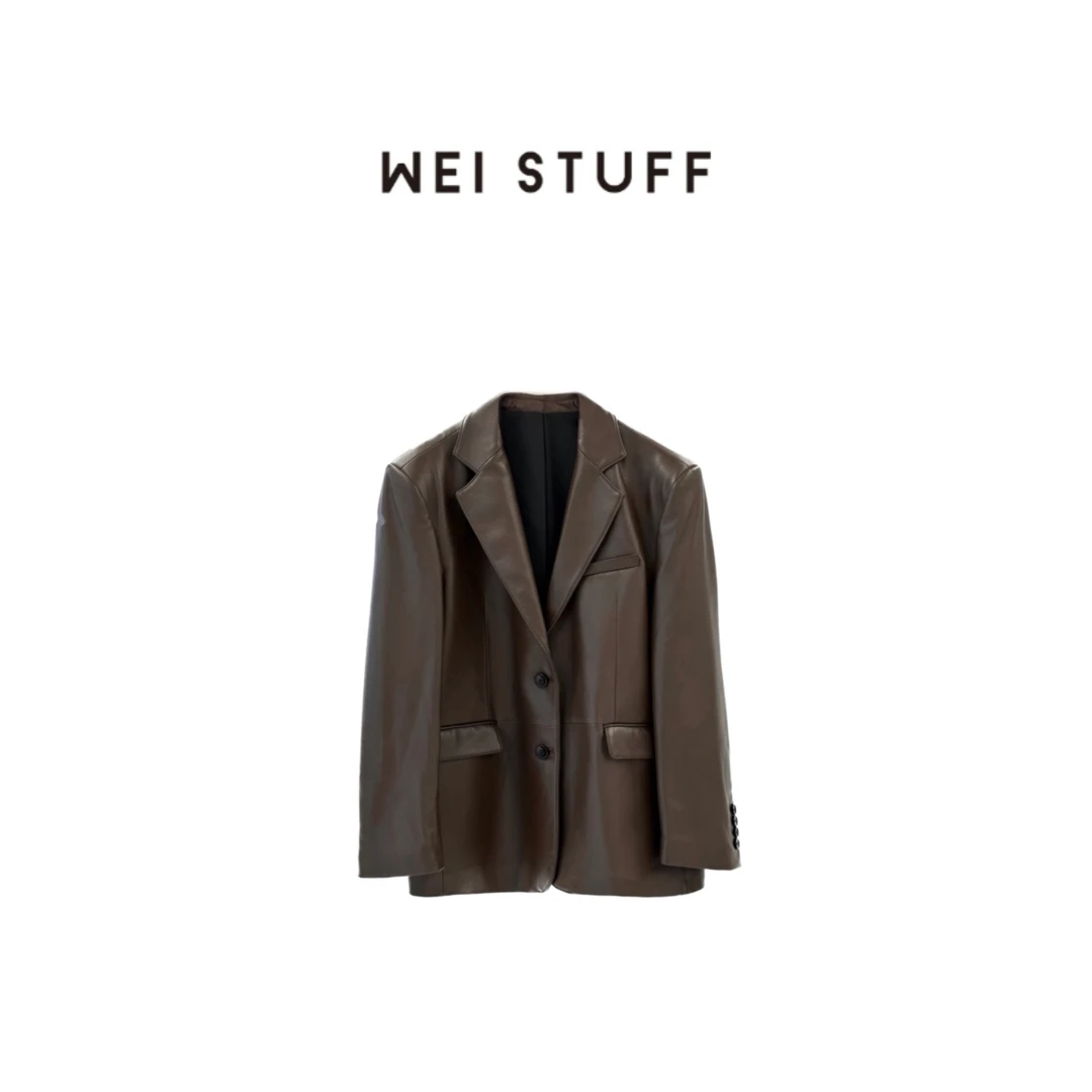 WEI STUFF 春季100绵羊皮港式气质时尚拒绝不了的皮衣西服 5008 .