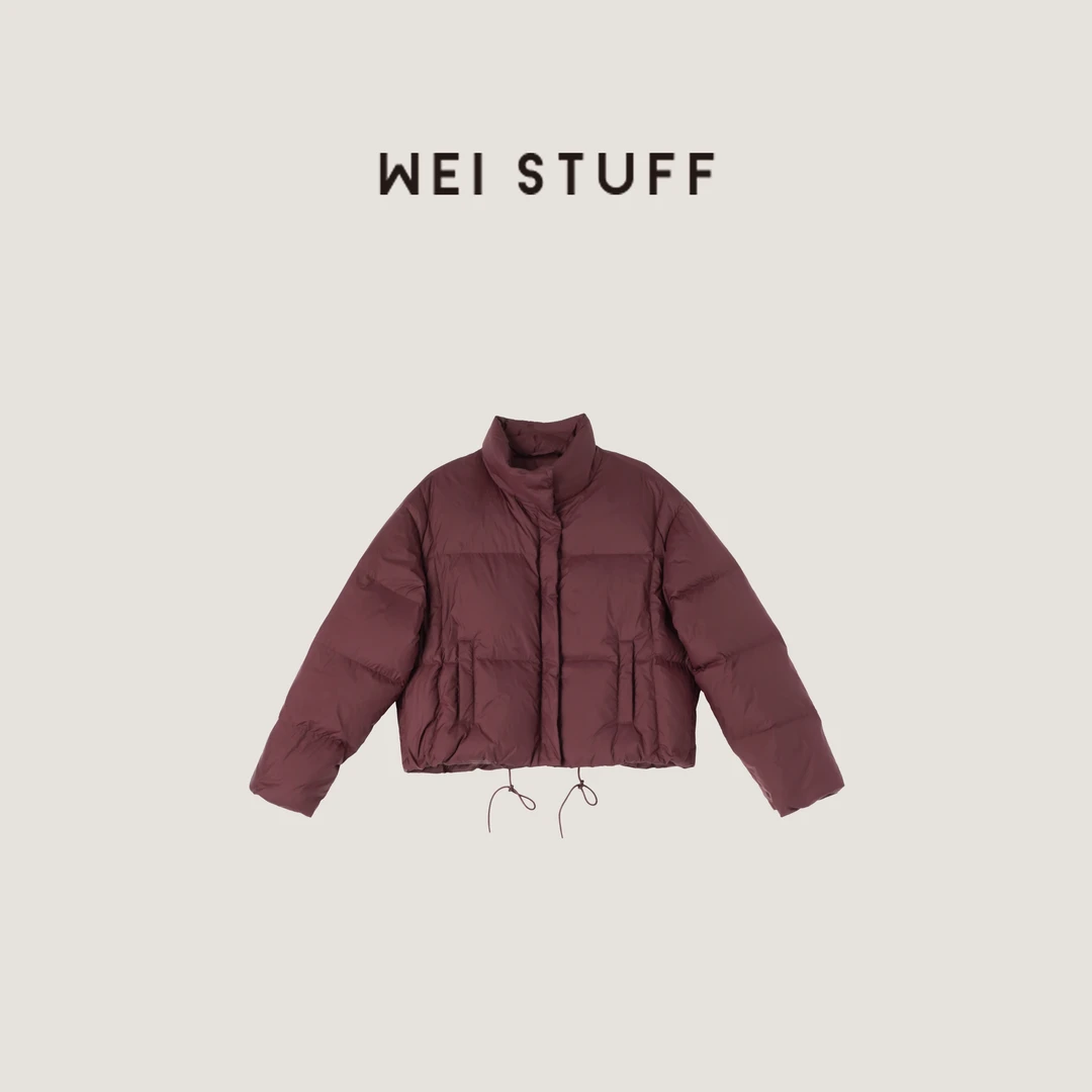 WEI STUFF “云朵零压”安克拉红90白鸭绒立领简约短款羽绒服 7967.