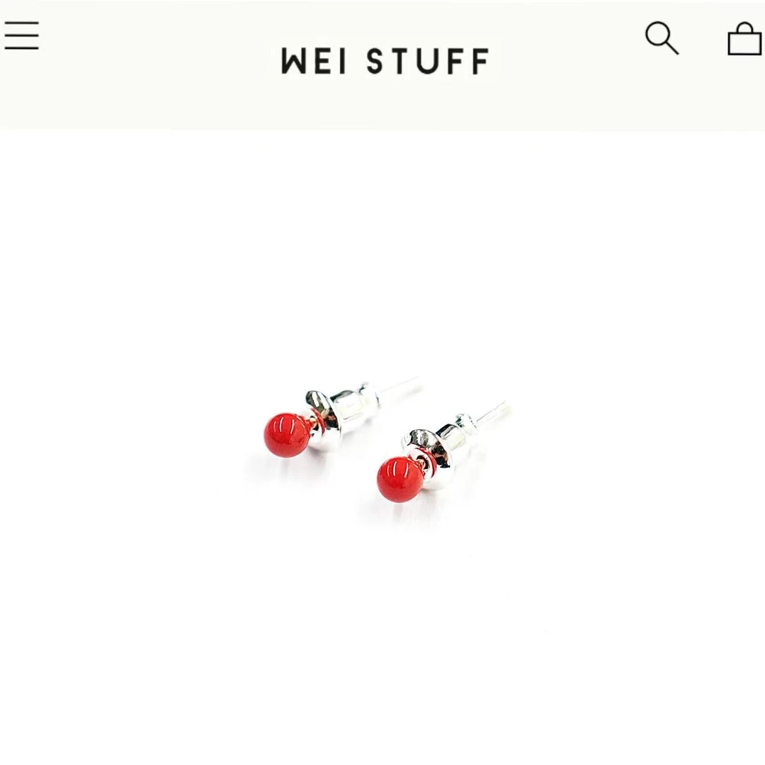 WEI STUFF 合金珐琅耳饰 红色气质轻奢时尚红珠珠耳钉 5584