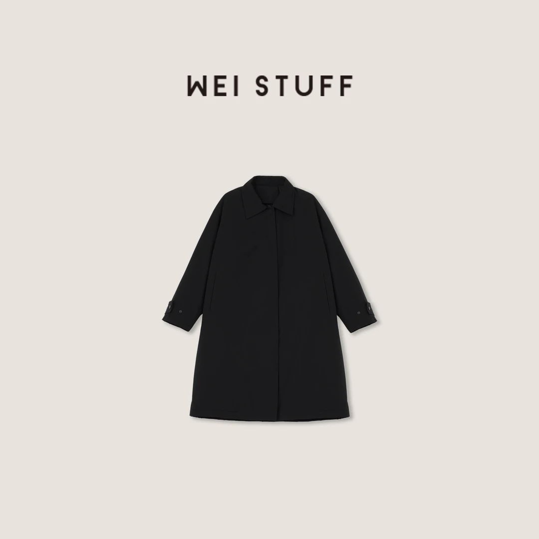 WEI STUFF  “日系风”复古廓形翻领白鹅绒大衣外套7944 .