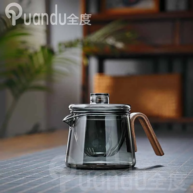 耐高温玻璃日式家用花茶壶泡茶器带过滤茶壶茶水分离手抓壶泡茶壶