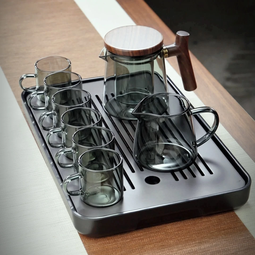 玻璃茶具功夫茶杯套装茶台简约客厅办公室泡茶壶小茶盘家用