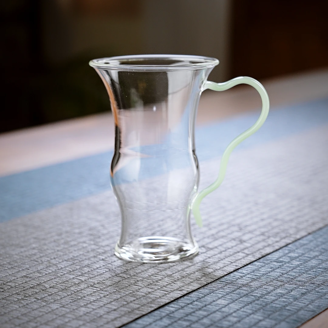 中式茶杯玻璃杯泡绿茶专用带把手水杯家用绿茶杯杯子