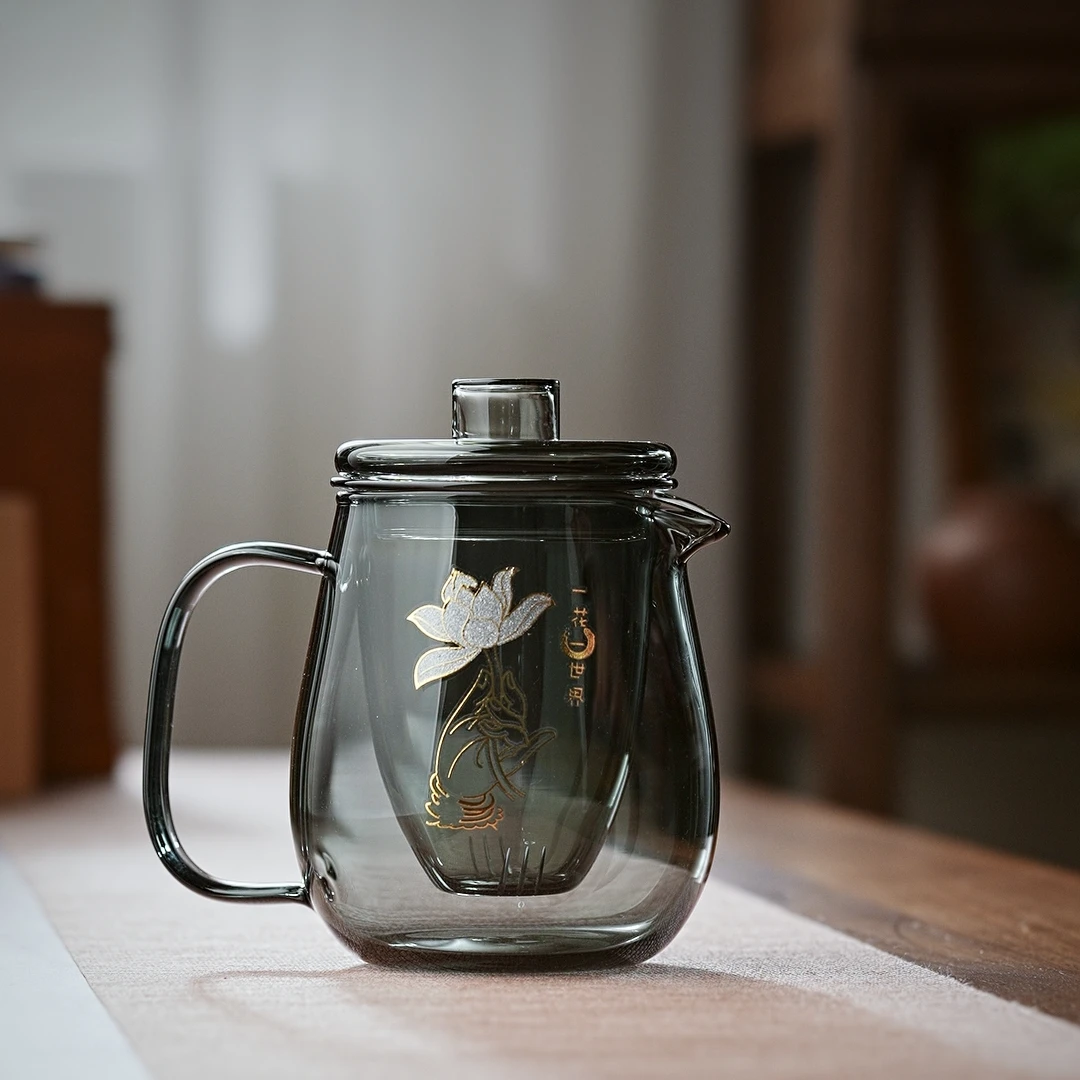 玻璃茶壶家用冲茶器加厚耐热花茶壶过滤泡茶壶茶水分离杯企鹅壶