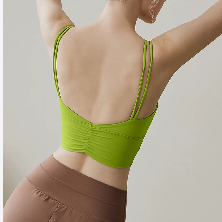 DR053莱卡抗菌固定一体杯运动内衣健身背心瑜伽背心运动文胸美背