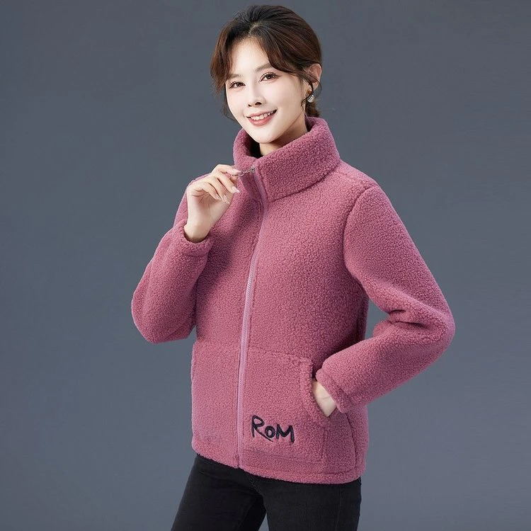 颗粒绒外套女超厚中老年妈妈冬装2025新款加厚加绒颗粒绒棉衣