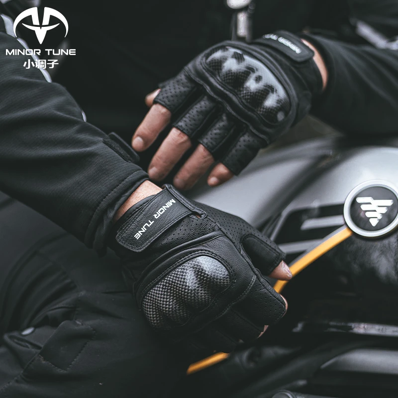 小调子摩托车碳纤维半指手套夏季男女机车骑行短指骑行手套