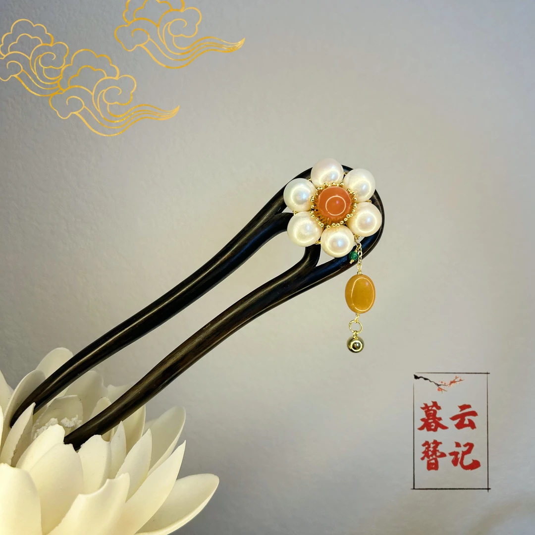 【花团锦簇】原创设计木簪紫光檀美学盘发神器送礼佳品