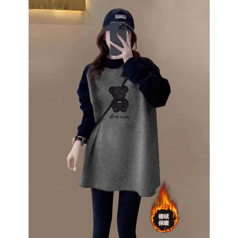 德绒中高领宽松大码长袖打底衫秋冬新款加厚保暖洋气上衣内搭外穿