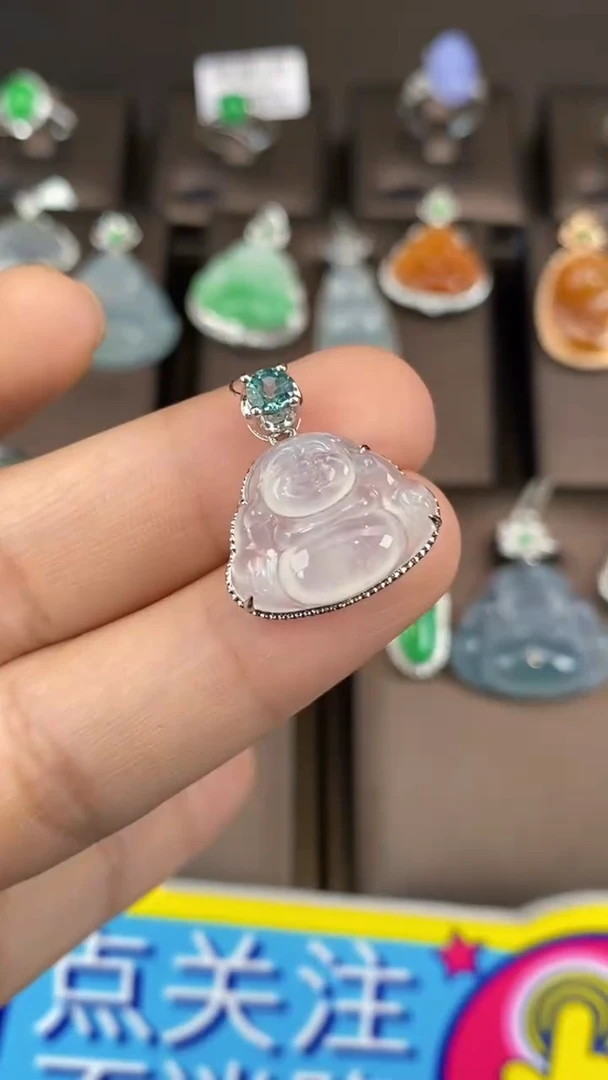 【闪购商品】翡翠吊坠(不含链)18K金镶嵌翡翠包镶佛公