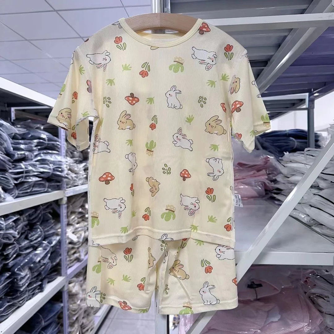 大庆仓    夏日兔  冰丝柔软短袖家居套装   （库位P5-23）赛4