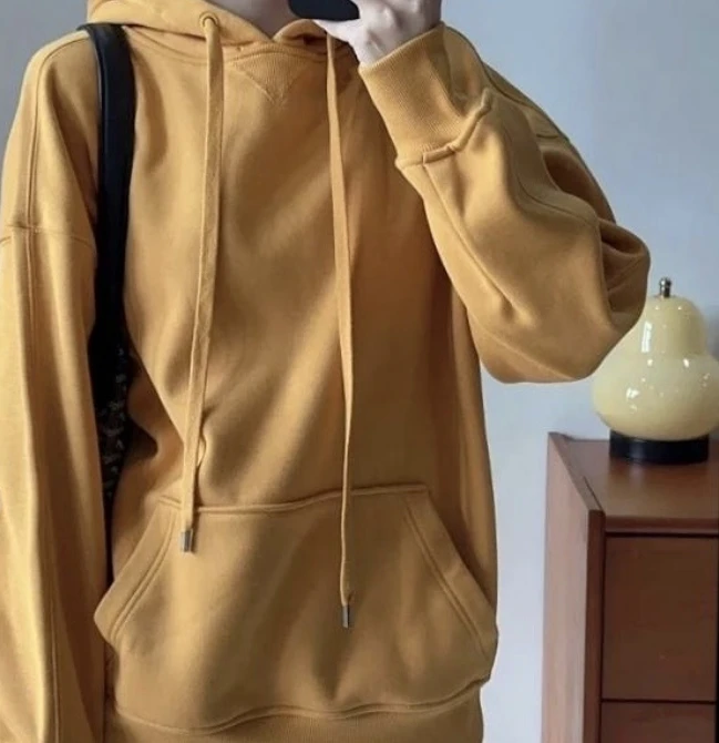 大庆仓 YP成人纯色净版连帽加绒卫衣