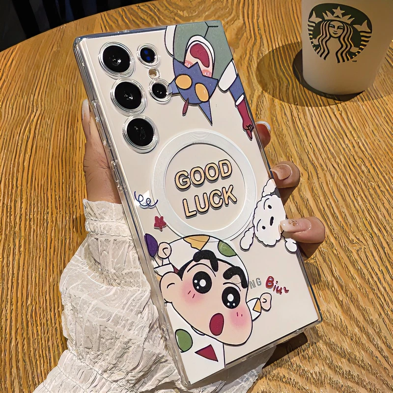 适用透明磁吸三星S25ultra手机壳S24u新款S23小新S22+可爱21u卡通