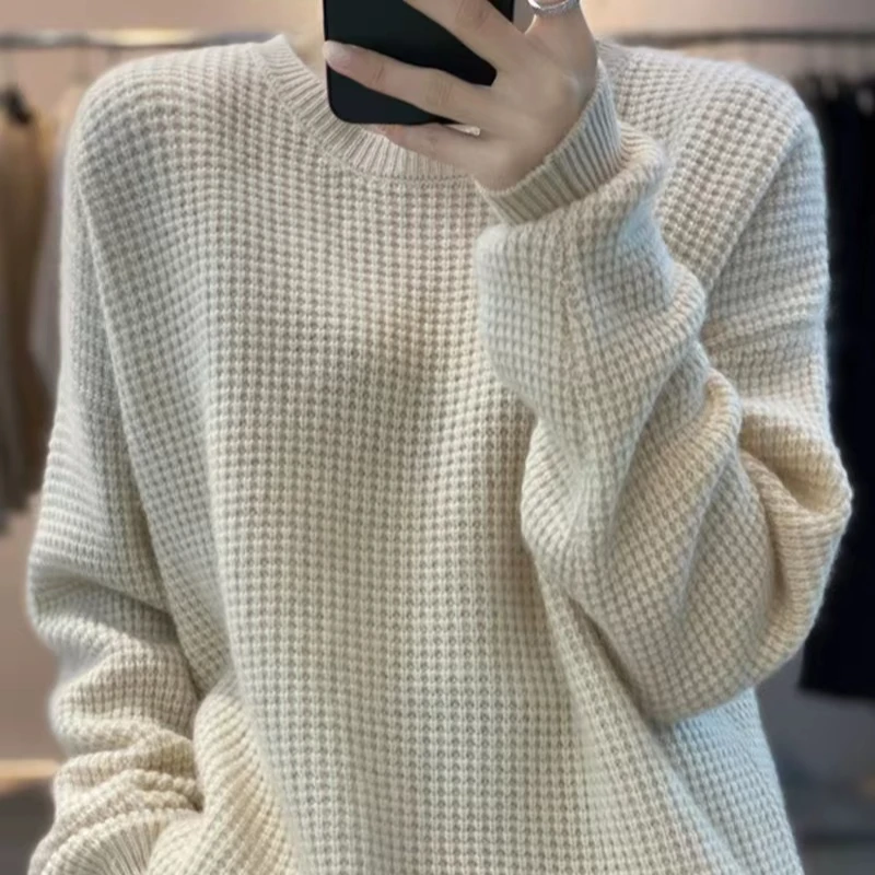 濮院羊毛衫100%羊毛女士针织宽松显瘦加厚色半高领时尚百搭羊毛衫